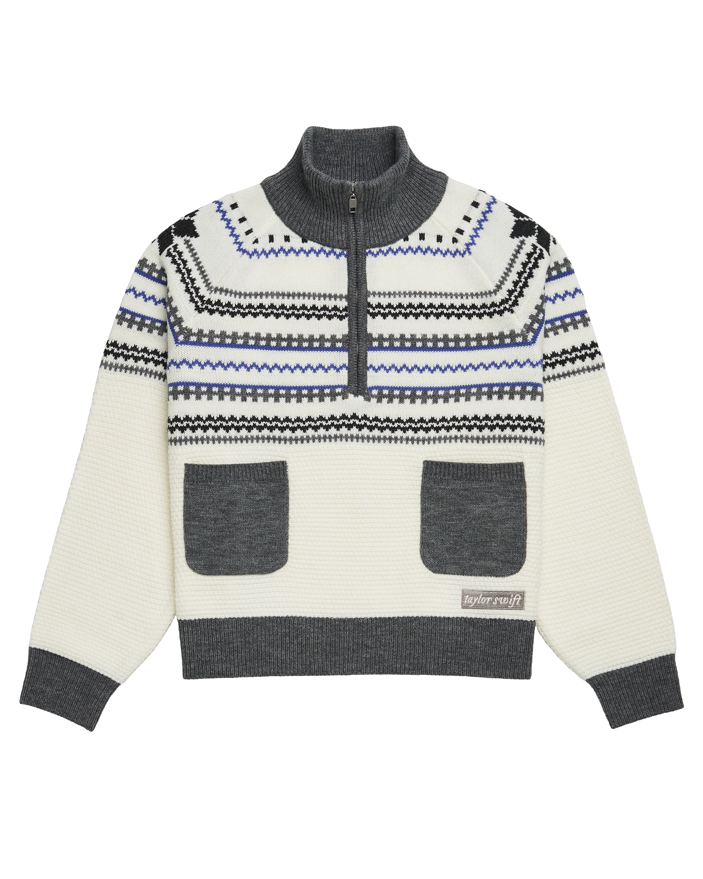 Folklore Album Quarter Zip Up Sweater