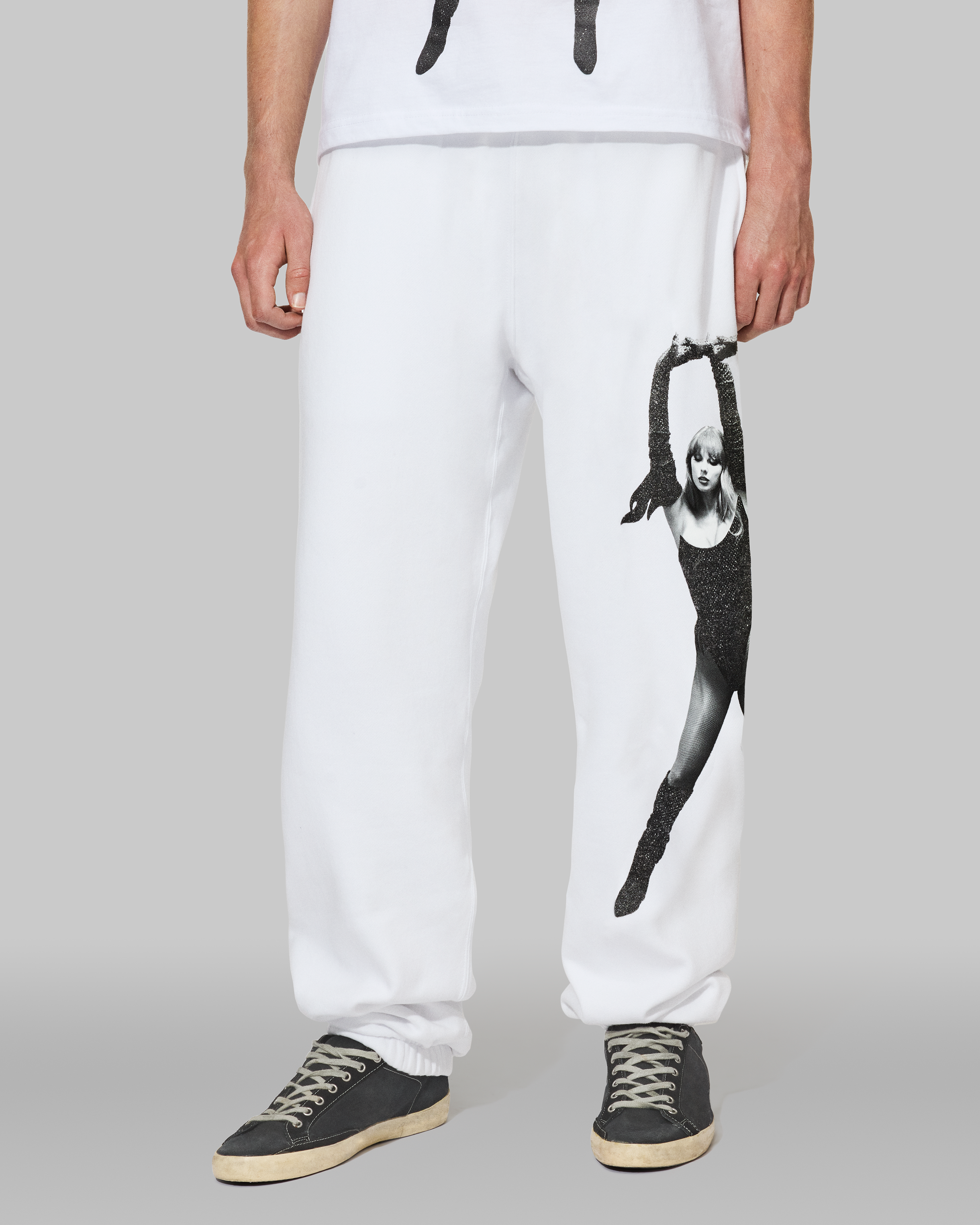 The Life of a Showgirl Shiny Bug White Sweatpants