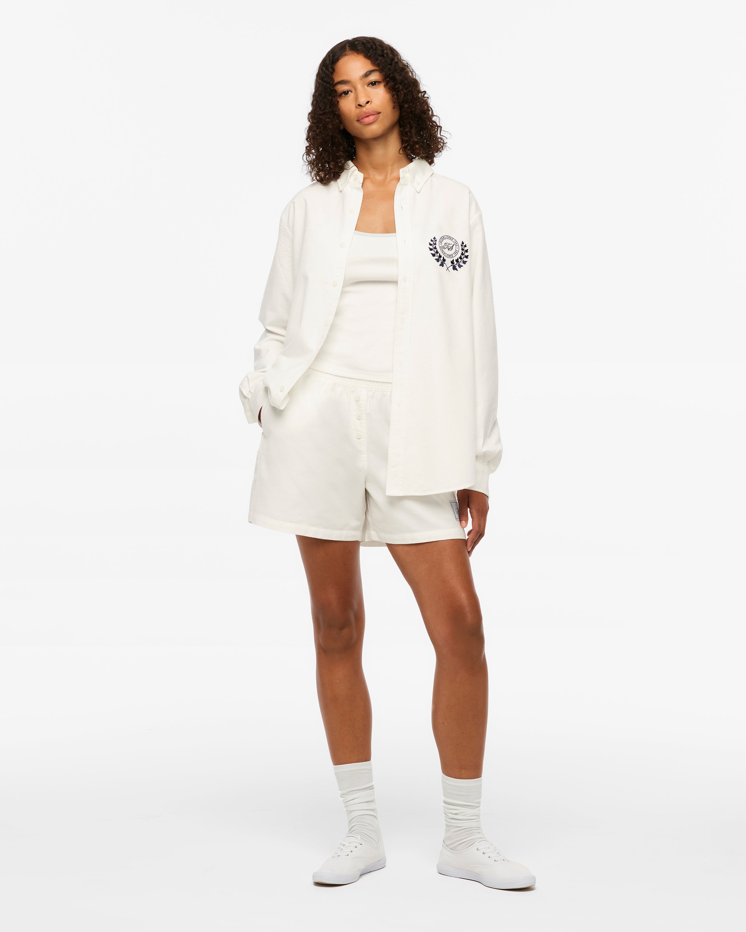 TS CREST WHITE OXFORD SHORTS